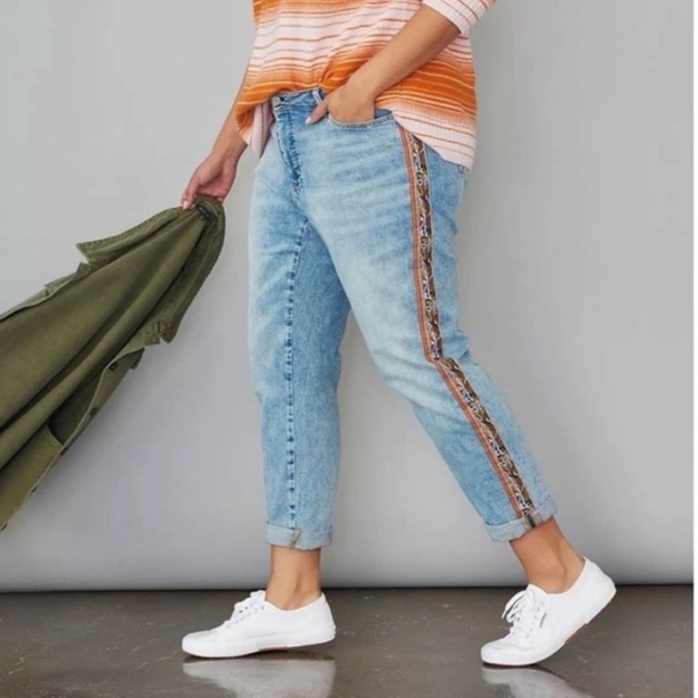 Anthropologie Pilcro Boyfriend Slim Fit Camo Stripe Jeans Size 28